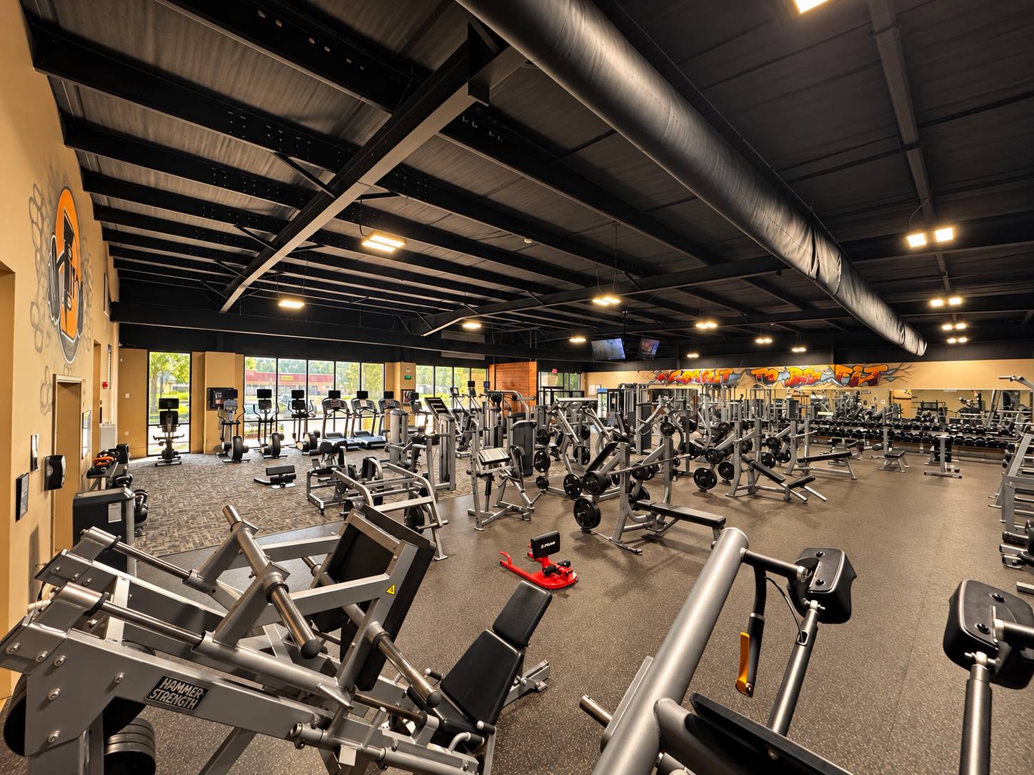 BFIT strength training floor and free weights